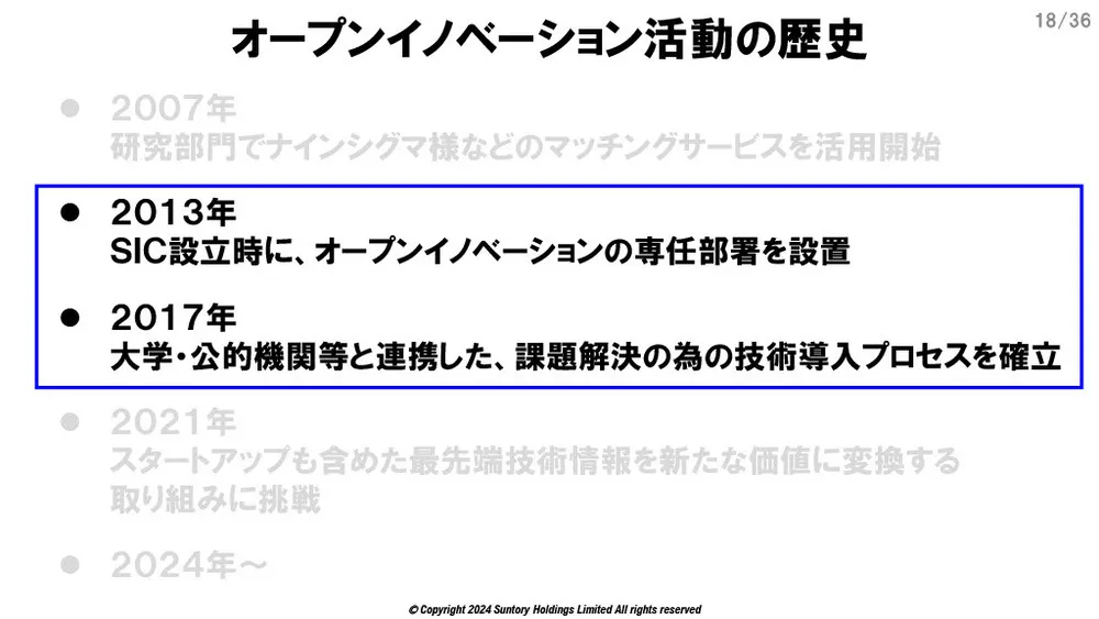 サントリーのオープンイノベーション事例～課題と活動変革～