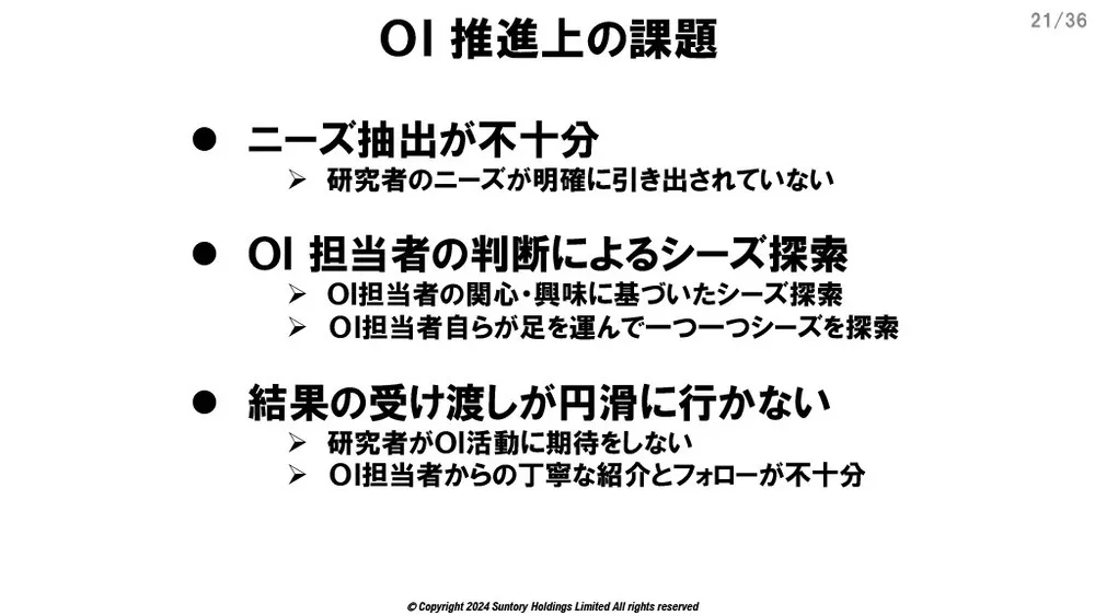 サントリーのオープンイノベーション事例～課題と活動変革～